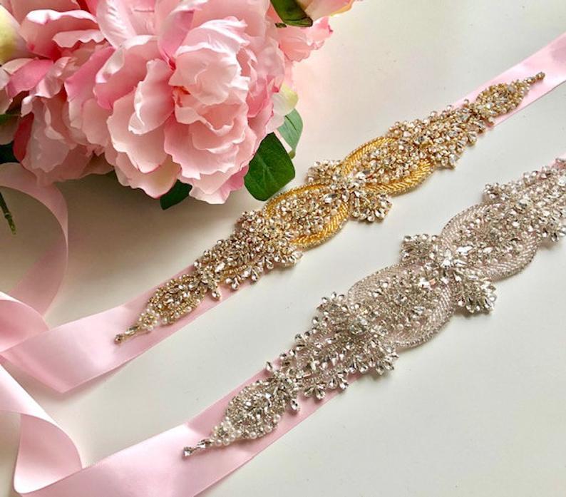 زفاف - Pink Bridal Sash, Pink Bridal Belt