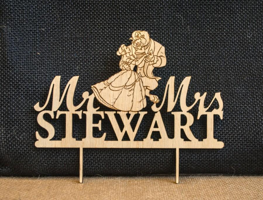 Mariage - Beauty and the Beast cake topper / Disney Cake Topper  / Beauty and the Beast wedding / rustic wedding cake topper / Disney wedding