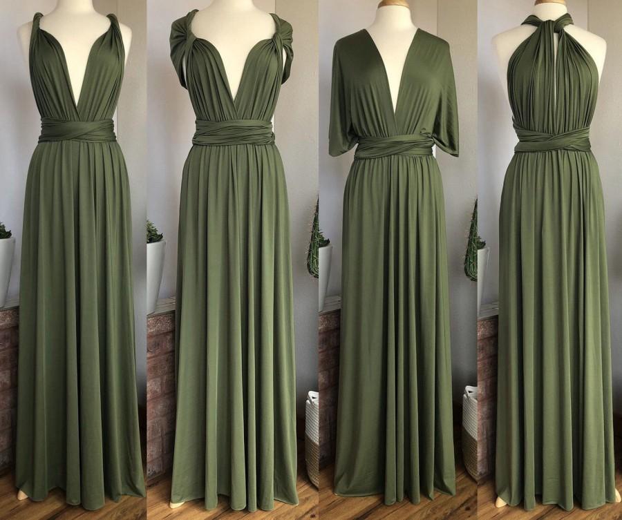 Wedding - LIGHT OLIVE GREEN Bridesmaid Dress/ Custom Length / Convertible Dress / Infinity Dress/ Multiway Dress/  Multi Wrap Dress / Plus Size /