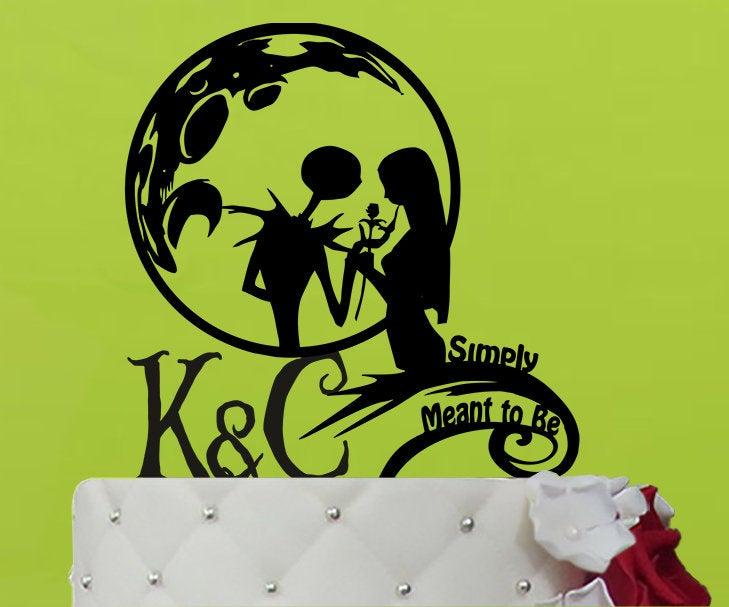 Hochzeit - Wedding Cake Topper  -  jack and sally cake topper  -  The Nightmare Before Christmas  Jack Skellington