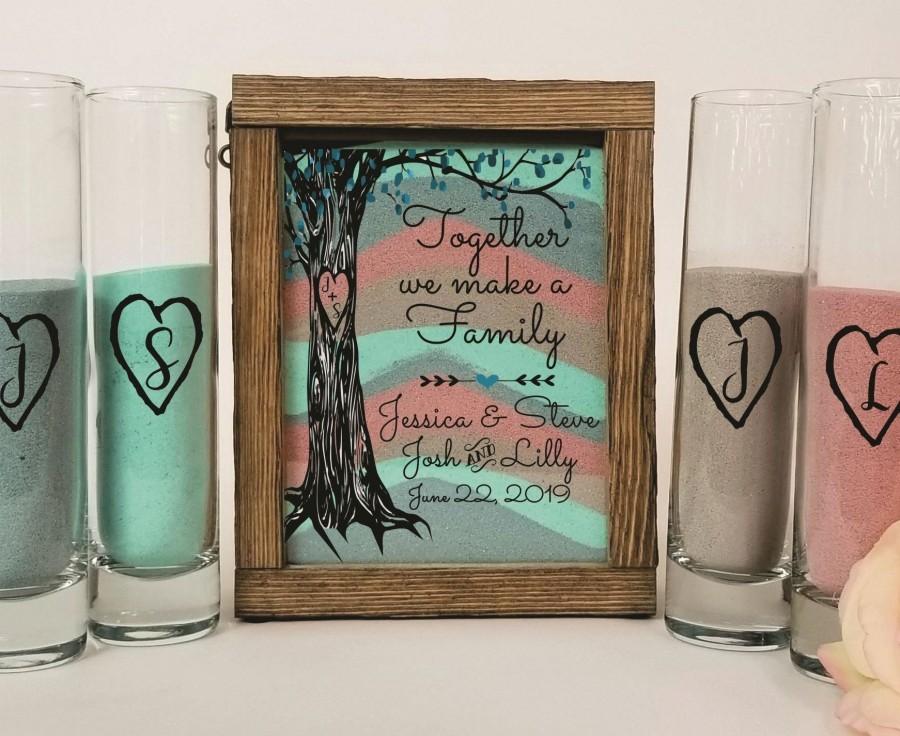 Mariage - Sand Ceremony Set for Blended Family, Rustic Wedding Shadow Box Sand Ceremony Set, Unity Candle Alternative, Beach or Outdoor Wedding Decor