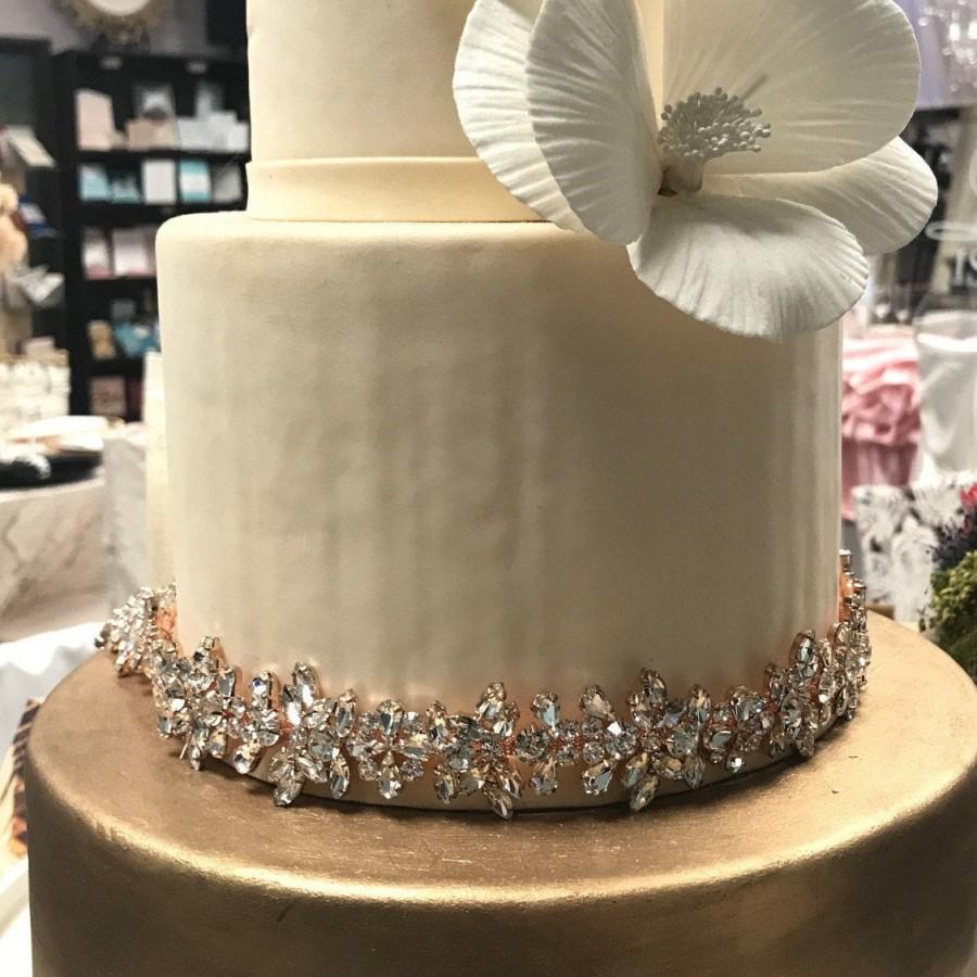 Hochzeit - Sparkle ROSE GOLD Rhinestone embellishment chain/ Wedding Cake decoration/ rhinestone trim, rhinestone chain