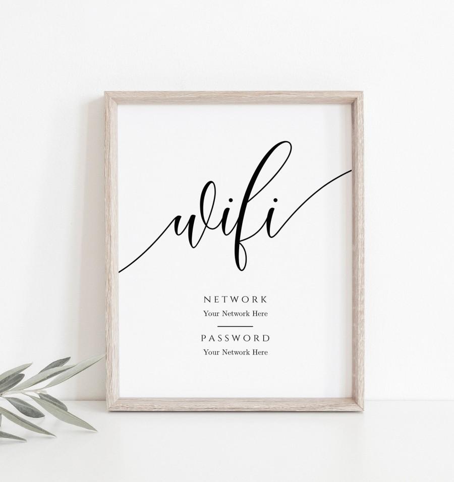 Mariage - WiFi Password Sign Printable, Editable WiFi Sign Template, 4x6, 5x7, 8x10, 100% Editable Text, Instant Download, Templett, FPC