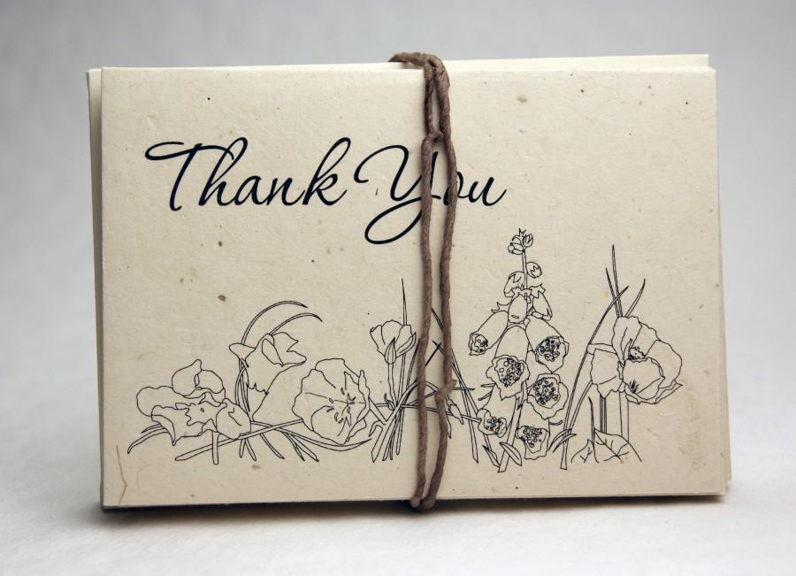 Mariage - Seed Paper Thank You Cards Blank Inside Recycled Lotka Paper Cut Edge Set of 15