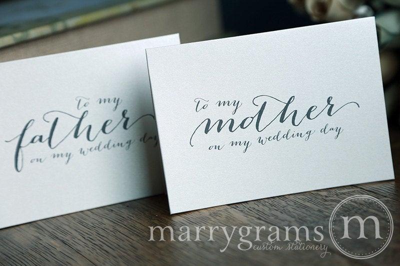 Mariage - Wedding Card to Your Mother & Father - Parents of the Bride or Groom Cards, Stepmother, Stepfather Rustic Handwritten Style (Set of 2) CS09