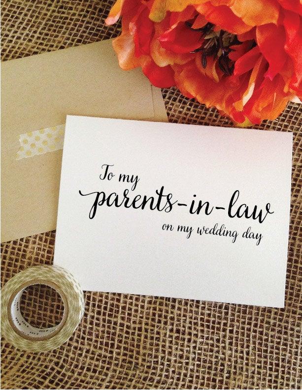 Свадьба - To my Parents-in-law on my wedding day Card for parents in laws gift wedding gifts for Parents of the Groom Gift parents in law wedding card