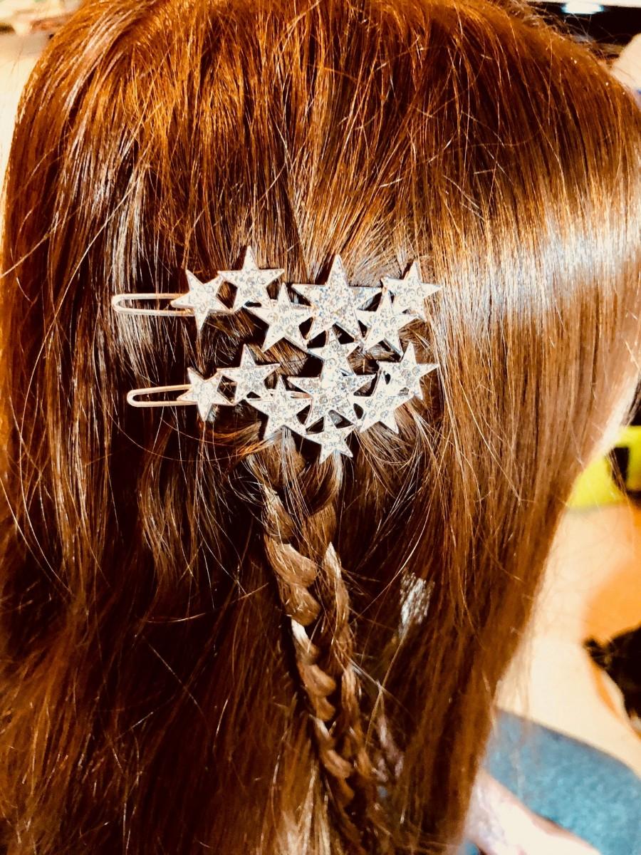 Hochzeit - Vintage Rhinestone Stars Hair Pins/ 2 pieces