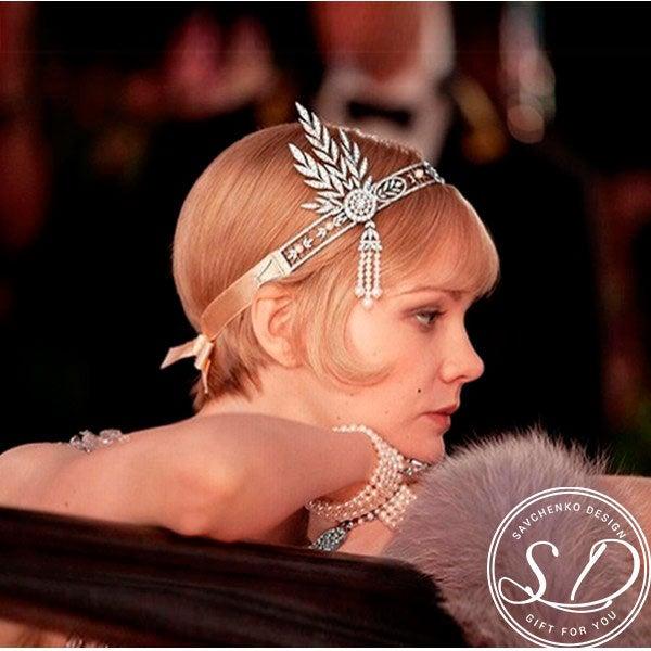 Hochzeit - SIlver Flapper 1920s Gatsby HeadbanGreat gatsby headpiece