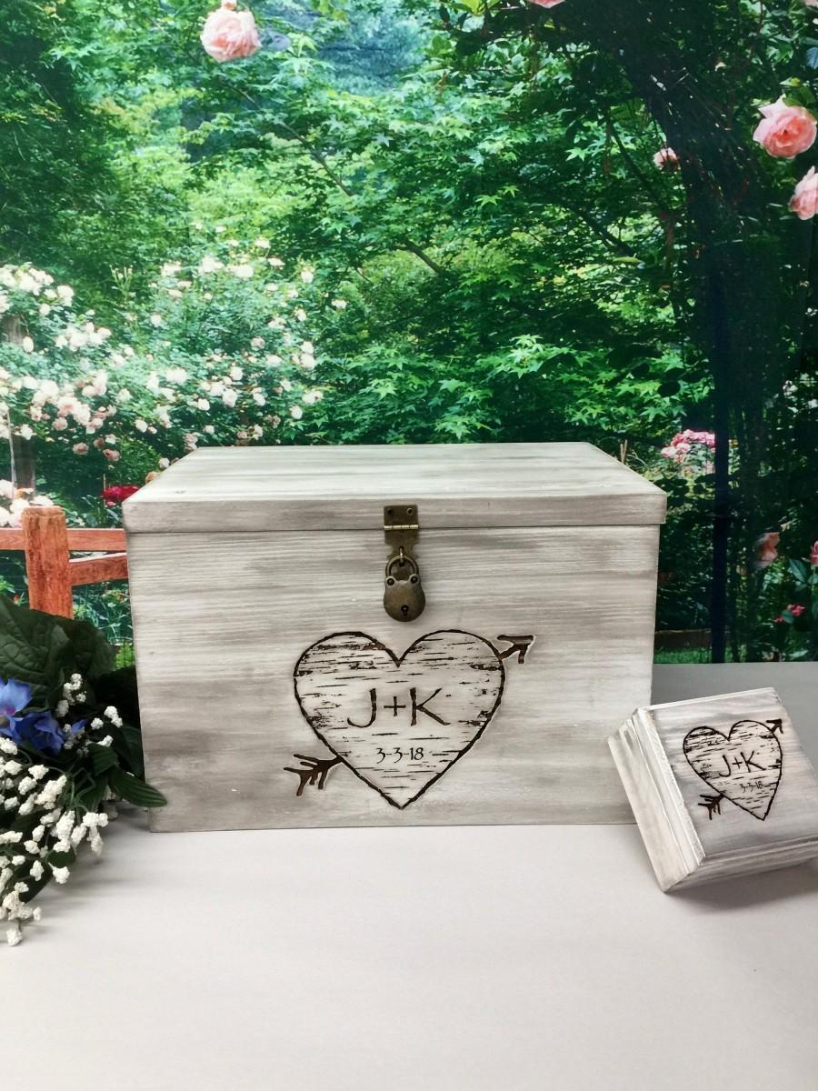Mariage - Wedding Card Box,Rustic Wedding,Ring Box, Gift Card Box, Wedding Box, Rustic Card Box, Engraved, Personalized