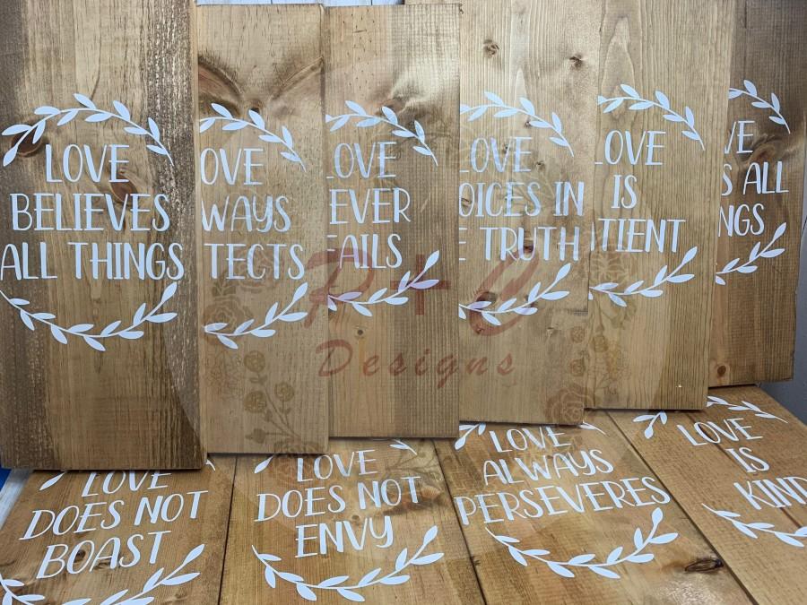 Mariage - Set of 10 I Corinthians Wooden Signs