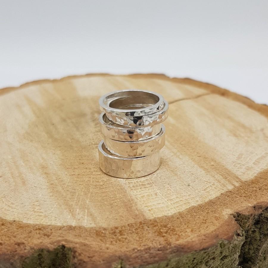 زفاف - Hammered Sterling Silver Ring