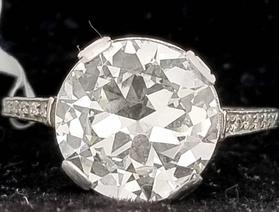 Hochzeit - 4.31CT Platinum Vintage engagement Ring old mine cut natural  Diamond VS2-I circ 1930's