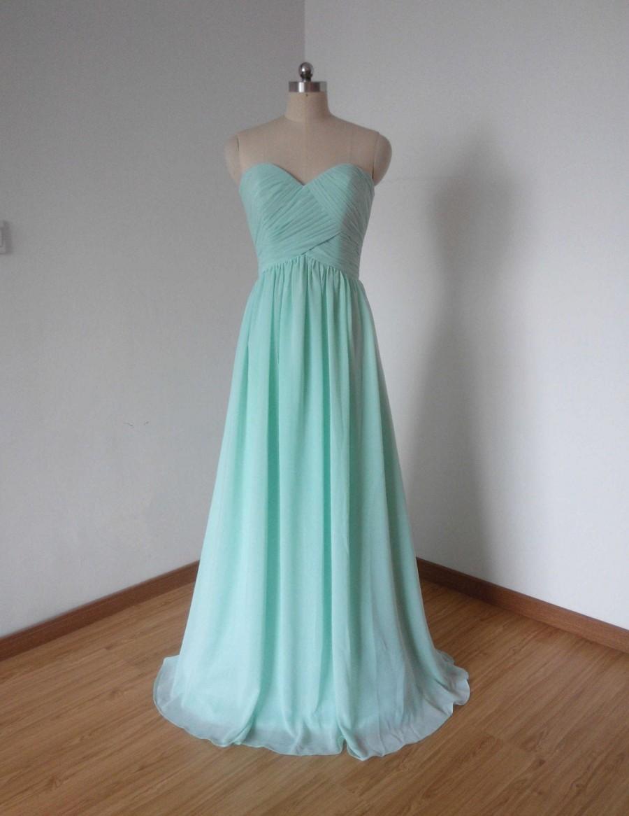 زفاف - Sweetheart Mint Chiffon Long Bridesmaid Dress