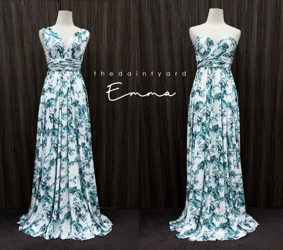 Wedding - TDY Emma Maxi Floral Infinity Dress Convertible Dress Multiway Dress Long Ball Gown Wrap Dress Summer Green Floral Bridesmaid Dress