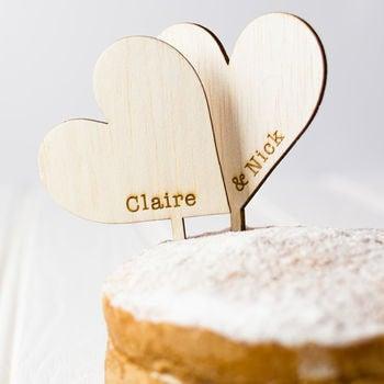 Mariage - Wooden Heart Wedding Cake Toppers - Rustic Wedding Cake - Wedding Cake Decoration - Toppers - Vintage Wedding - Rustic Wedding - Hearts