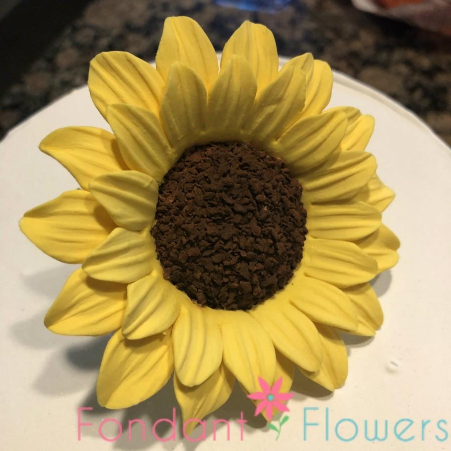 Mariage - 3" Sunflower - Gumpaste Autumn Fall Wedding Cake Topper Sugar Flower