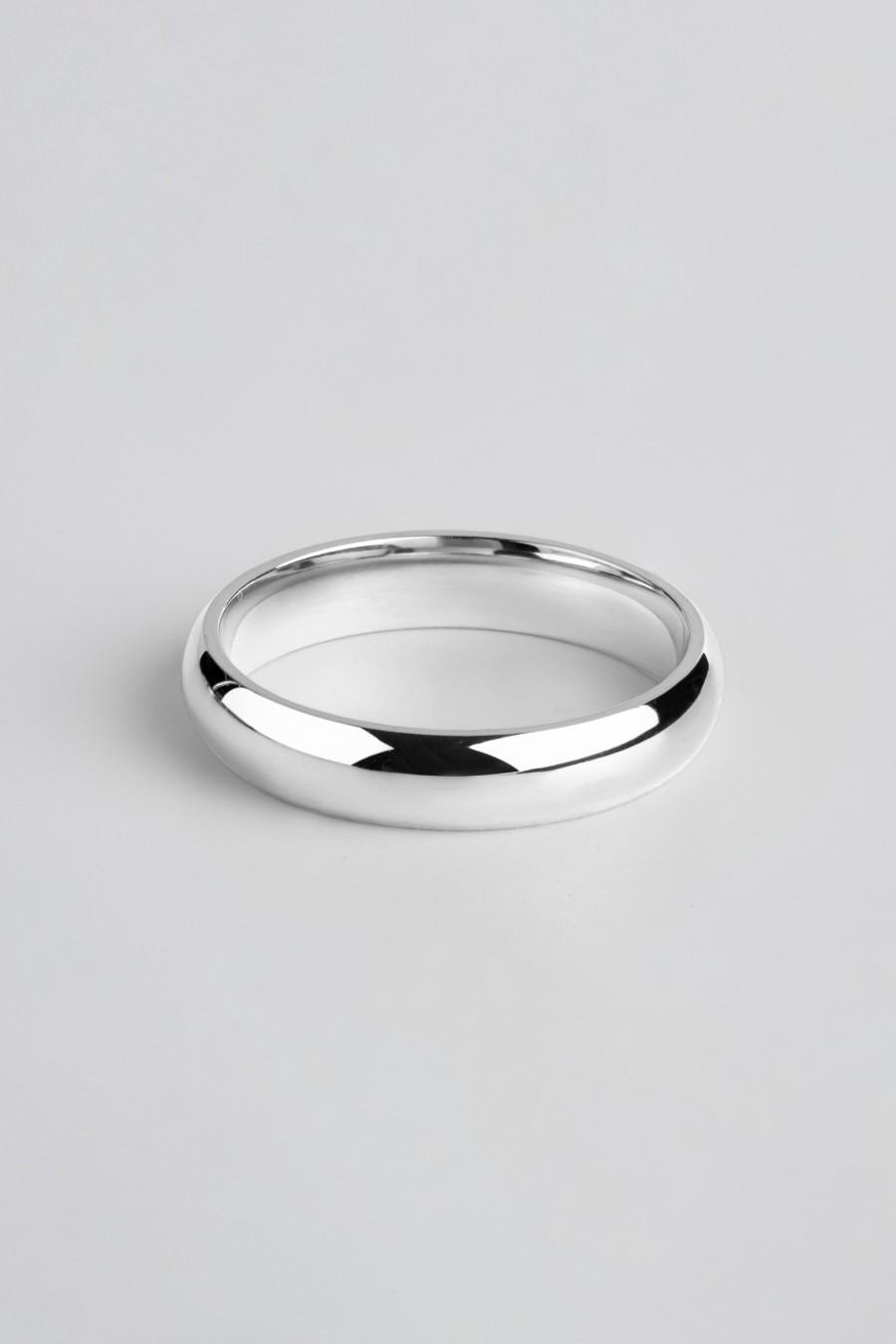 زفاف - 14k White Gold Band - CLASSIC DOME / Polished / Comfort Fit / Men's Women's Wedding Ring / Simple Wedding Ring