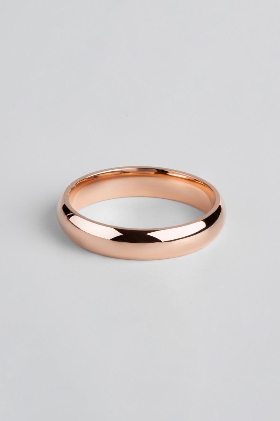 Hochzeit - 14k Rose Gold Band - CLASSIC DOME / Polished / Comfort Fit / Men's Women's Wedding Ring / Simple Wedding Ring