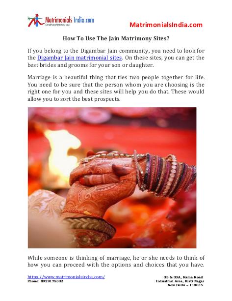 Hochzeit - How To Use The Jain Matrimony Sites