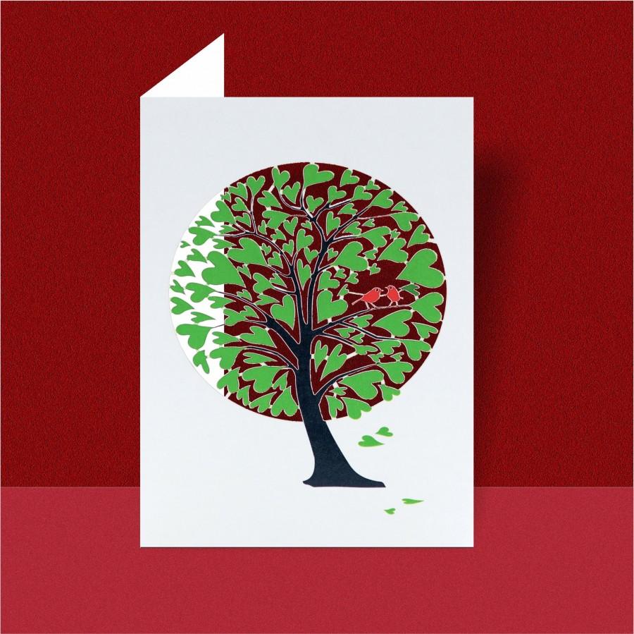 Свадьба - Green heart tree,Special Valentine Card,Valentines card,heart card,card for wife,love card,Papercut,Handmade card,made in the UK -PM-0740