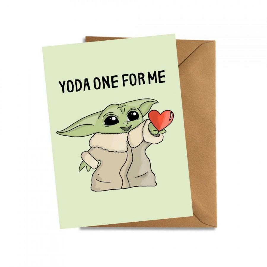 زفاف - Yoda One For Me Mandolorian Star Wars Valentines Card Meme Funny Humorous Gift