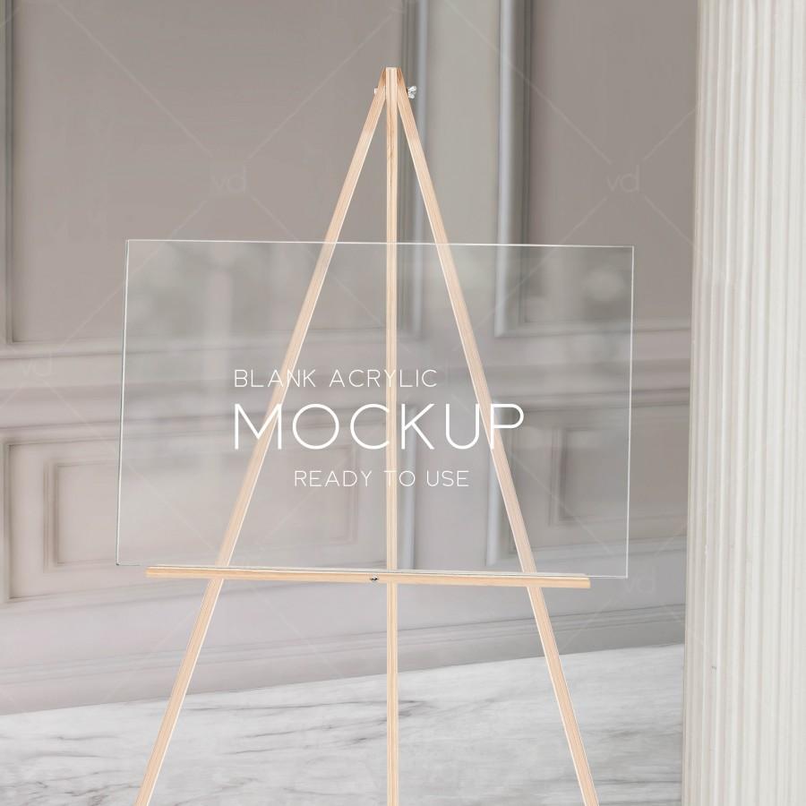 Wedding - Horizontal Acrylic Sign Mockup, Acrylic Seating Chart Mockup, Clear Acrylic Mockup, VDieu-390