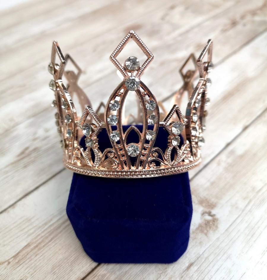 Mariage - Small Rhinestone Crown - Gold, Rose Gold, and Silver for cake topper, or party decorations, for Doll Crown