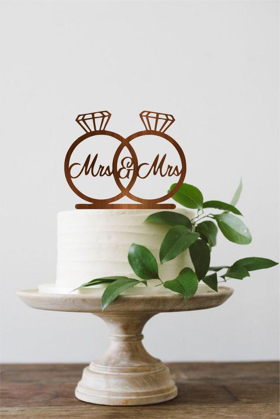 زفاف - Mrs and Mrs Wedding Cake Topper, Cake Toppers for Wedding, Lesbian Weding cake topper, Custom Mrs and Mrs Cake Topper, Rings Cake Topper