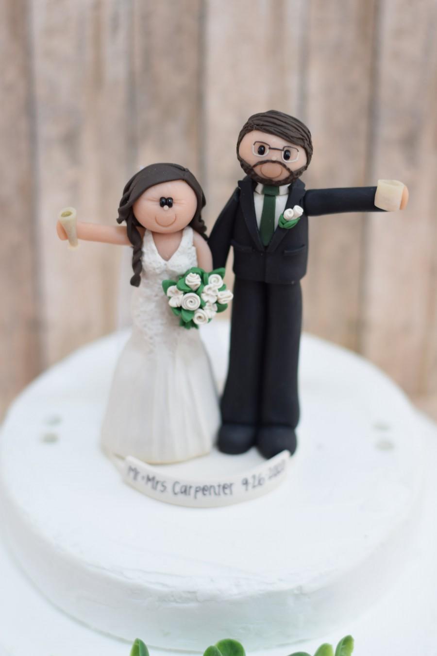 Hochzeit - Custom Bride and Groom Cake Topper DEPOSIT 