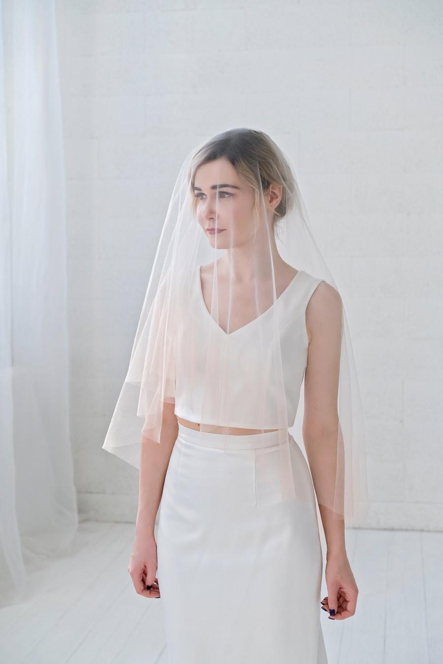 زفاف - Leah - ombre wedding veil / drop bridal veil with dip dyed tips / double tier veil with blusher / elbow, fingertip, ballet, waltz, chapel