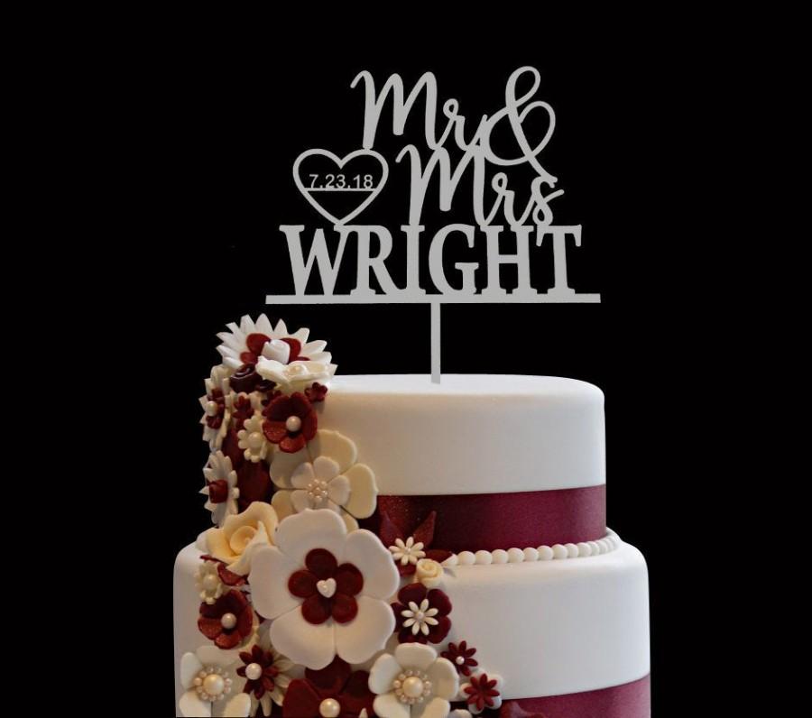 Wedding - Personalized Wedding Cake Topper, Custom Calligraphy Cake Topper for Wedding, Custom Personalized Wedding Cake Topper Mr & Mrs Wright