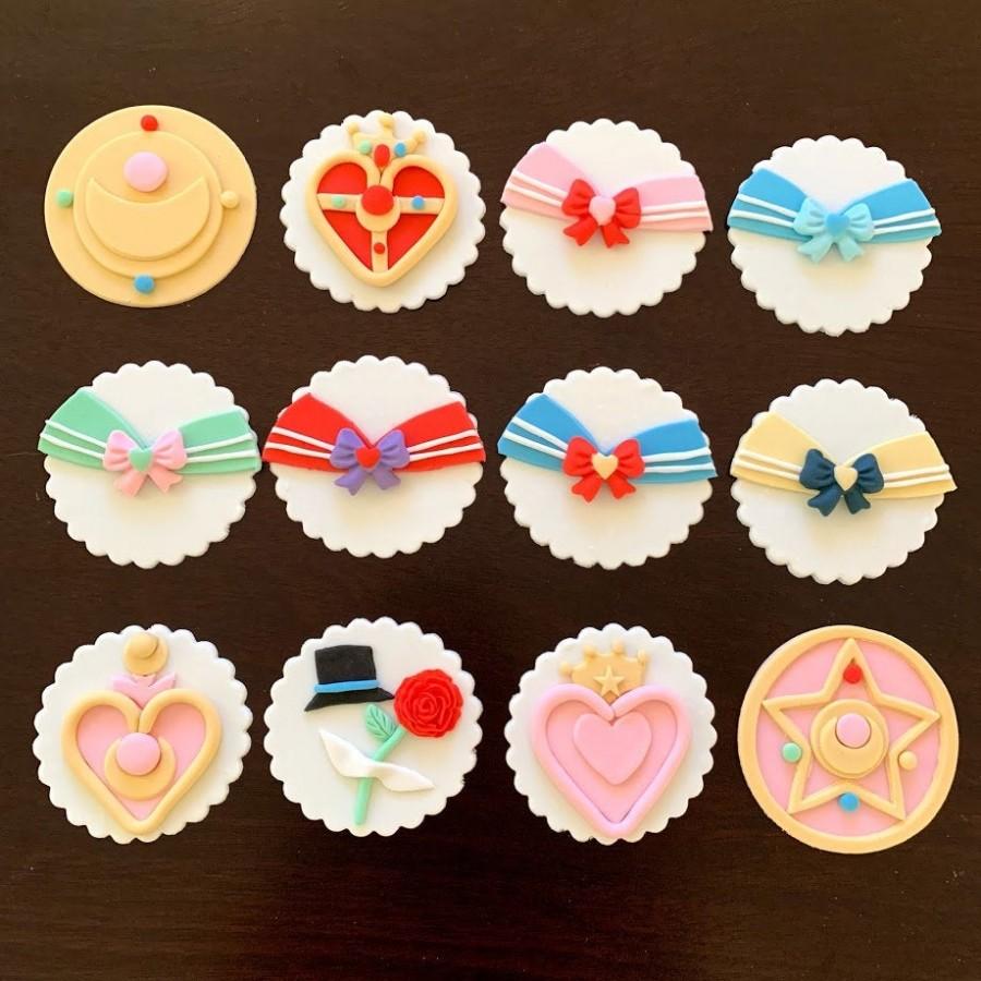 زفاف - Fondant Sailor Moon Cupcake Topper Set
