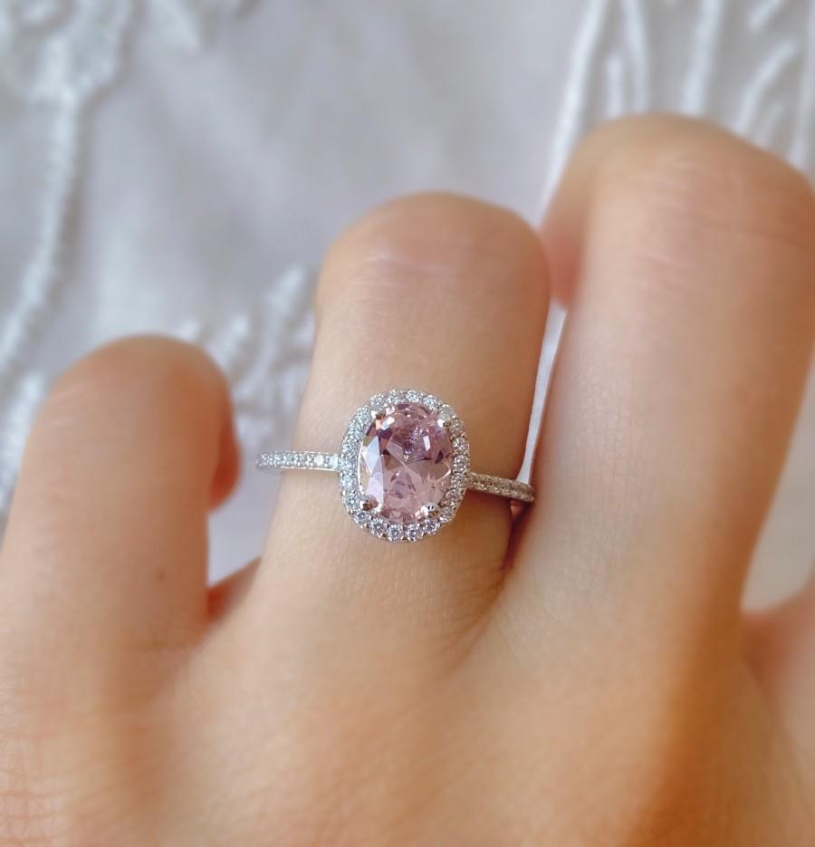Wedding - Christmas Gift for Her, Bridal Ring, Gift for Women, Wedding Jewellery, Pink Eternity Solitaire, Bridal Gold Jewelry, 14K White Gold Plated