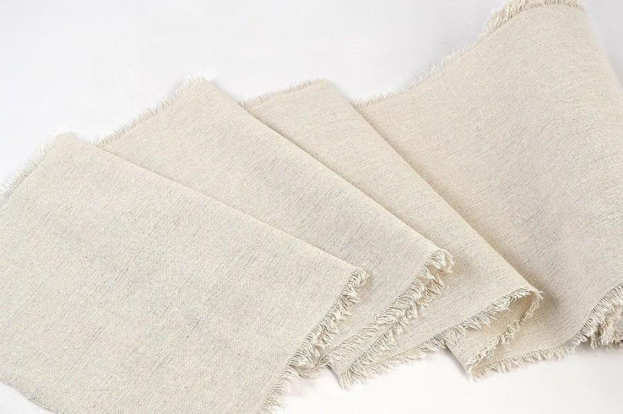 Wedding - Off White Cotton Table Runner, Table Runner with Fringes
