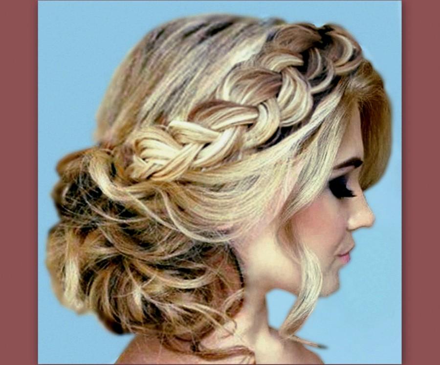 Mariage - Extra wide and thin braided headband plait wedding bridal braid hair accessory pulled hairband hairband hair head band hairpiece fake hair