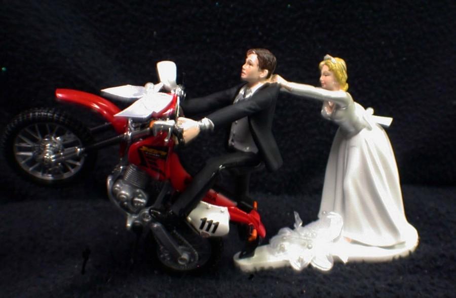 Wedding - Funny HONDA Dirt Bike racing, off road, track Motorcycle  Wedding Cake topper