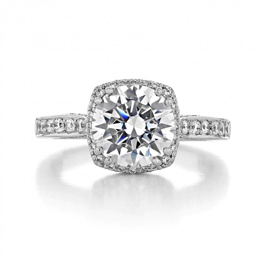 زفاف - 2 Ct Round Cut Double Prong Setting Moissanite Solitaire Accent Ring,Designer Ring,14K Gold Ring,Engagement Ring,Wedding ring
