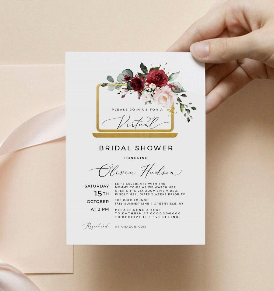 Wedding - Virtual Bridal Shower Invitation Template Long Distance Bridal Shower Invite, Instant Download, Editable, Templett, SRF