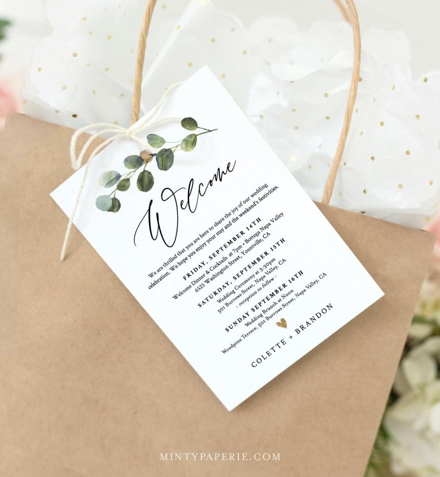 زفاف - Welcome Bag Tag, Welcome Letter and Itinerary Template, Printable Welcome Note, Order of Events, 100% Editable Text, Templett #082-103WBT