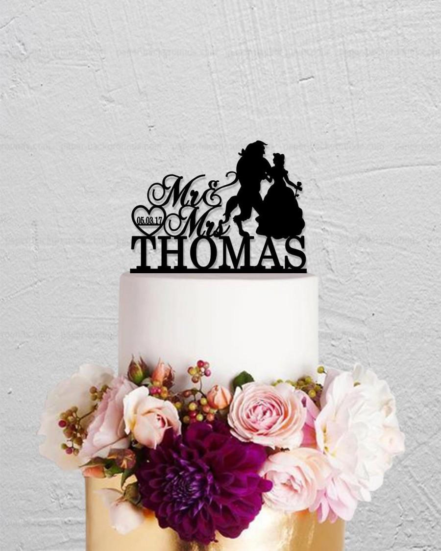زفاف - Wedding Cake Topper,Beauty And Beast Cake Topper,Disney Cake Topper,Bride And Groom Cake Topper, Mr Mrs Cake Topper,Custom Cake Topper