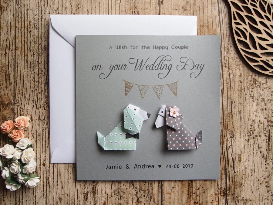 Hochzeit - Personalised Wedding card /  Dog wedding cards / Handmade cards