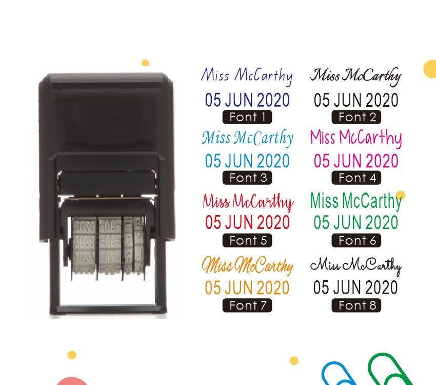 Hochzeit - Personalised Teacher Date Stamps, Date and Name Stamps, adjust date Stamps, Custom Teacher Name Stamps, Custom Name and Date Stamps, Stamps