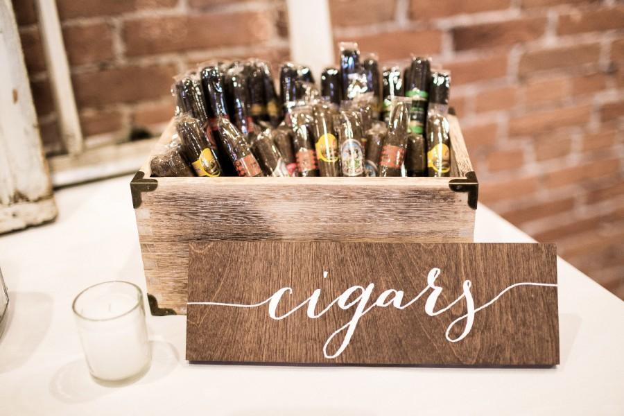 Wedding - Cigars Sign, wedding cigars sign, cigar bar, wedding cigar bar, cigar table, cigar bar sign, Wooden Wedding Signs - Wood -nc