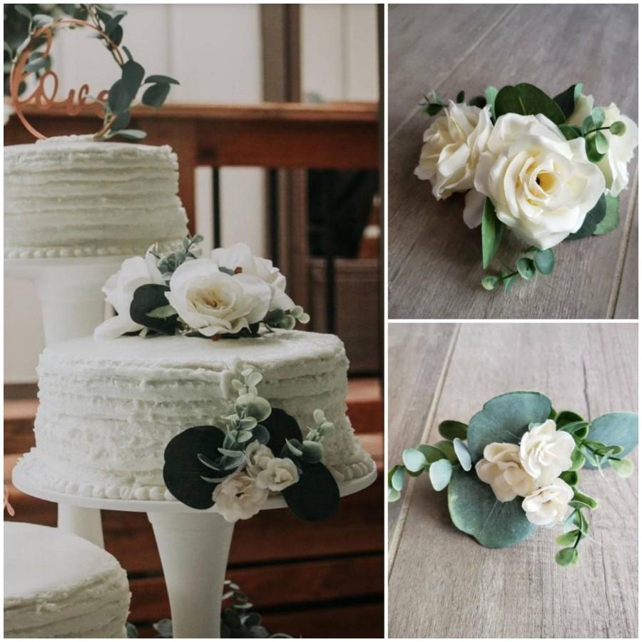 Wedding - Eucalyptus Floral Wedding Cake Topper Cake Decor Balloon Decor Roses
