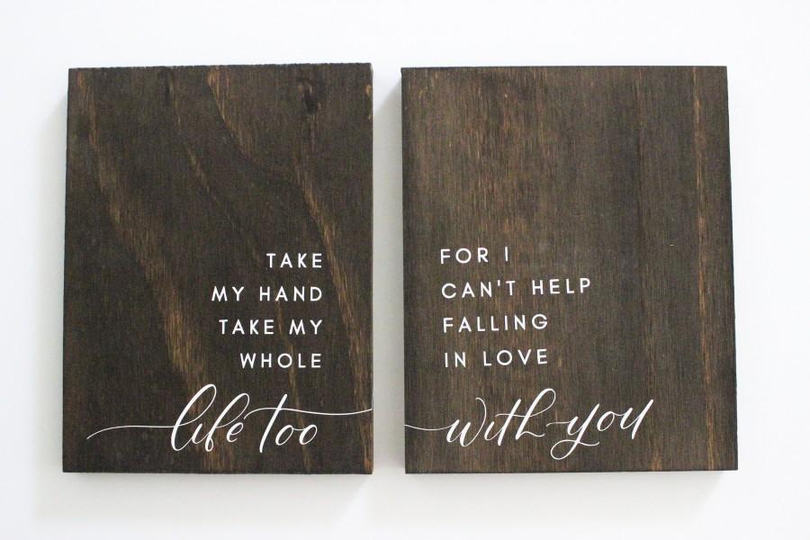 Свадьба - I Cant Help Falling in Love With You Wooden Sign Set 