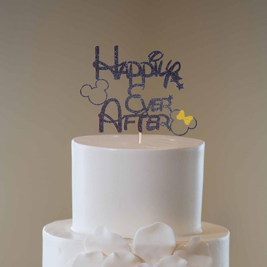 زفاف - Disney Wedding Cake Topper, Happily Ever After Cake Topper, Mickey Mouse Engagement Cake Topper, Disney Font Wedding Cake Topper