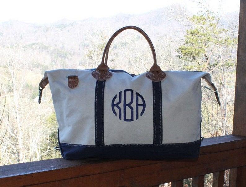 Hochzeit - Monogram Weekender Bag Gifts for Her Mothers Day Gift Monogram Bridal Party Bag Girls Weekend Gifts Personalized Bride Tote Bag Personalized
