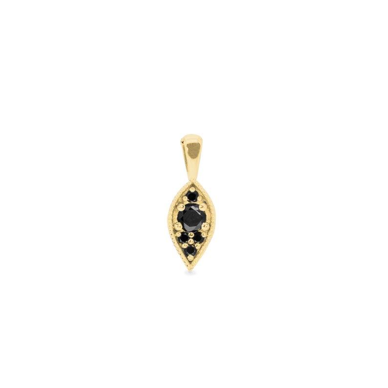Wedding - Gold Leaf Black Diamonds 0.25ct Pendant Necklace