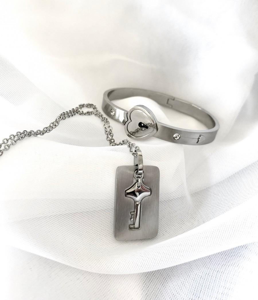 زفاف - Lock and Key Bracelet Set 