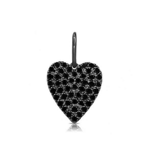 زفاف - 14k White Gold Black Diamond 0.7ct Heart Charm